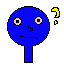 Blue, a mascot I made in 2 minutes, confused.